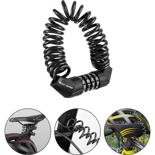 Cycling Helmet Lock With Cable Heavy Duty Combination Lock 1.5M Zinc Alloy Portable MTB Bike Motorcycle Helmet Locking Chain