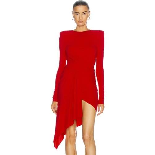 Babatique Women Spring Sexy O Neck Long Sleeve Red Fashion Ladies Dress 2021 Designer Fashion Party Dress Vestido