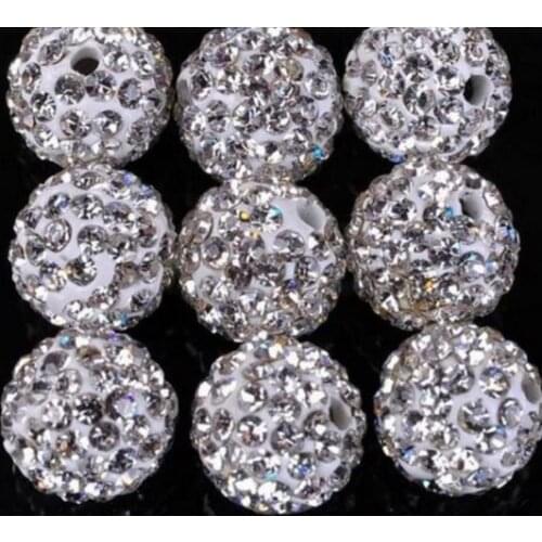 10mm 8mm 6mm 12mm 14mm 50 pcs/lot can choose mixed white e06756 round disco Beads Bracelet ball crystal