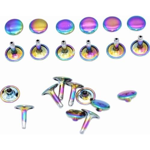 12mm Rainbow Material Double Cap Rivets Studs for Leathercrafts Fastener Snaps Prong Studs rapid rivets 50set