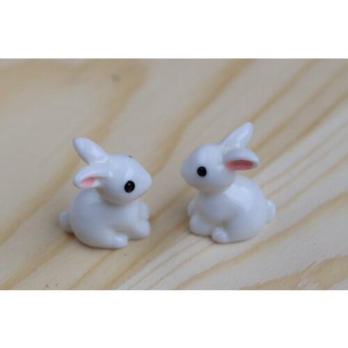 2pcs/lot Moss micro - landscape ornaments small ears small white rabbit Sage resin crafts Decoration accessories KS 019