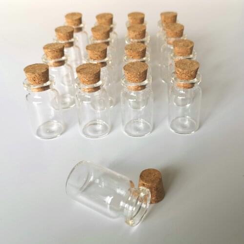 20Pcs 7ml Bayonet Empty Glass Storage Jars Mini Transparent Wishing Bottles with Cork Decoration Vials For Gift 22x40x12.5mm