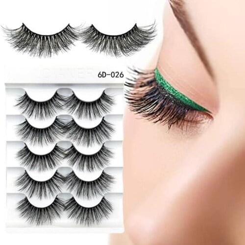 5 Pairs 6D Thick Mink Eyelashes Natural False Eyelashes Long Curly Lashes Soft Fake Eyelashes Extension Eye Makeup