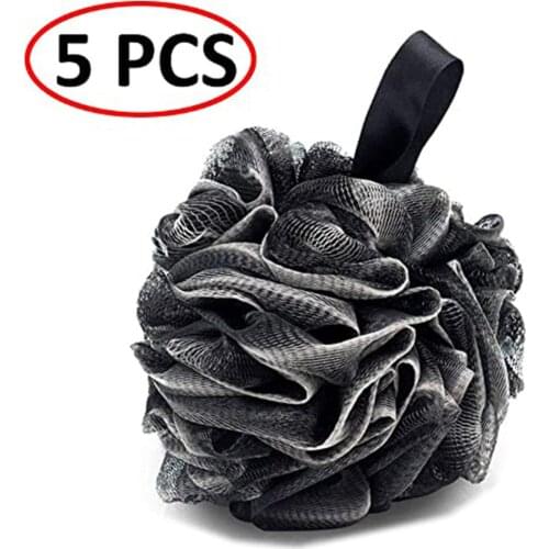 5Pcs MenS Black Bath Flower Bamboo Charcoal Bath Ball Deep Cleansing Soft And Fluffy Fine Mesh Bath Ball