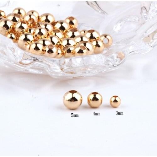 50pcs Hot Sale Copper Plated 18k Real Gold color-coated Beads Jewelry Earrings For Women Accessories Bracelet Necklace Pendant