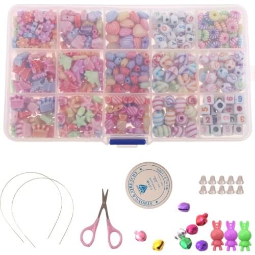 500 Pieces Acrylic Beads Kits Set For Girls Kids Jewelry Making Craft Handmade DIY Necklaces Bracelets Making Jewelry Findings