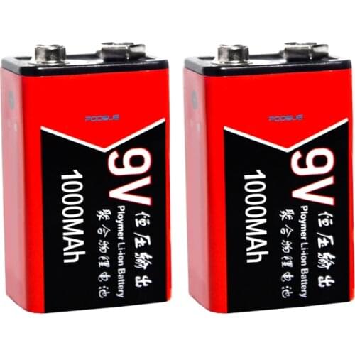 6F22 1000mAh Lithium Recharge 9V Battery For Microphone Multimeter Remote Control Massager Smoke Detector