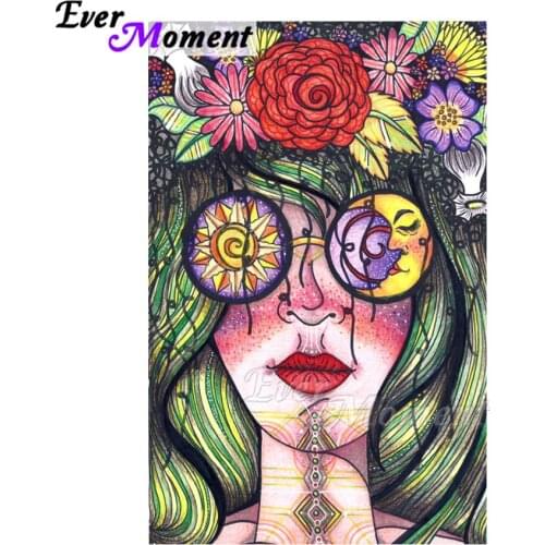 Ever Moment Diamond Painting Woman Flower Hair 5D DIY Picture Of Rhinestone Mosaic Full Square Drill Diamond Embroidery ASF2045