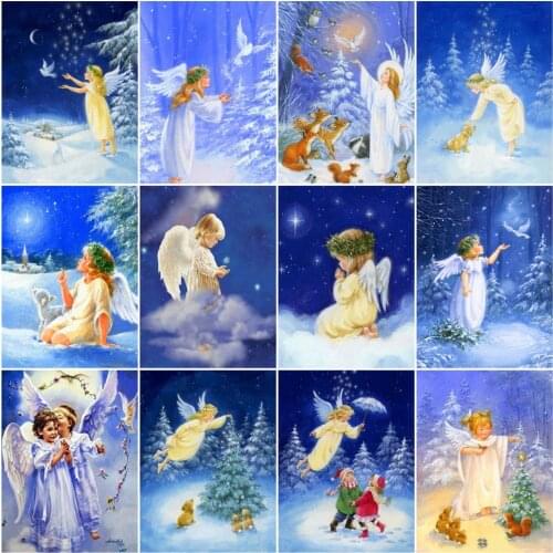 AZQSD Coloring By Number Angel Drawing On Canvas Oil Painting Gifts Paint By Numbers Portrait Kits Modern Wall Art