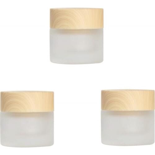Free Shipping 10ml Round Empty Frosted Glass Cosmetic Jar Cream Container Bottle With Inner Liners +Plastic Wood Grain Lid