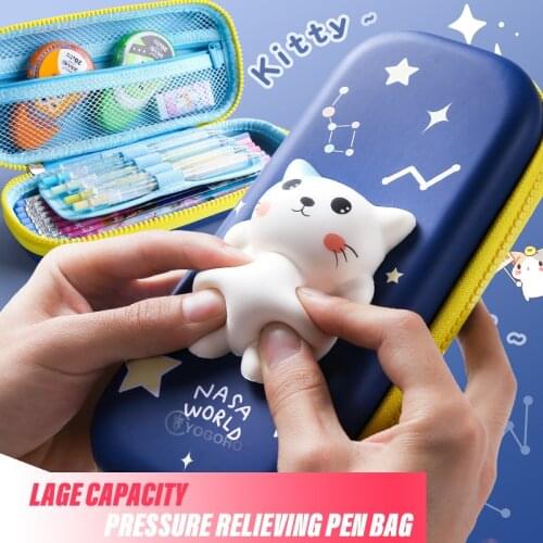Storage 3D Cat/Rabbit Pen Case EVA Pencil Box Stationery Organizer for Girls Kids School Supplies Office Kawaii Pink Cat