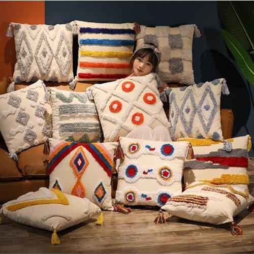 New Tassels Decorative Cushion 45x 45cm Sofa Pillow Cusgion Handmade Home Decoration Gift for Living Room Bed