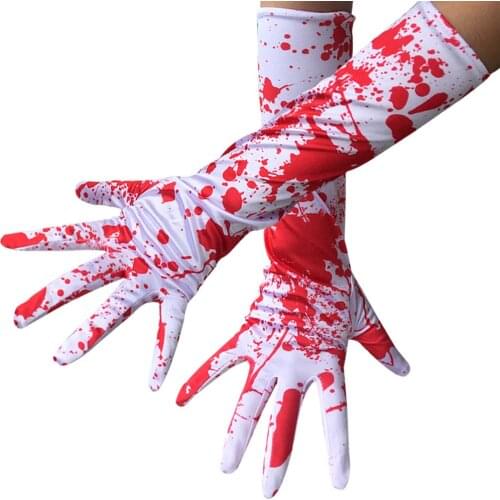 Bleeding Blood Elbow Long Gloves Women Horror Vampire Bloodsucker Cosplay Full Finger Glove Party Christmas Halloween