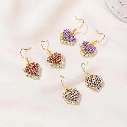 Elegance Statement Earrings For Women Shinning Rhinestone Heart-shape Drop Dangle Earrings Trendy Jewelry Party Street Fine Gift