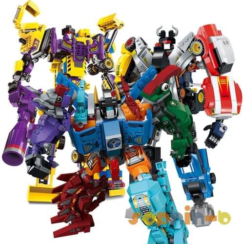 G1 Transformed Menasor Dinoking Devastator Educational Building Blocks T-Rex Sports Car Figures