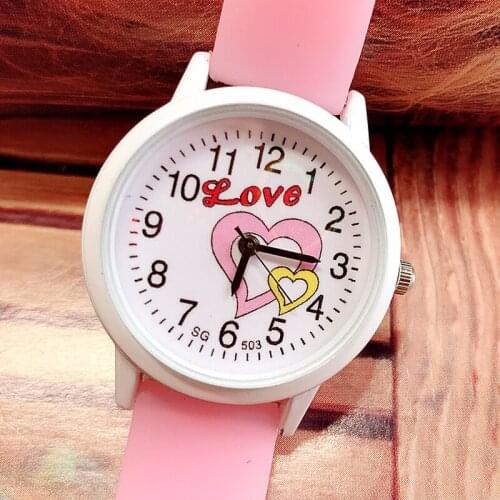 2019 hot style heart-shaped childrens watch luminous strap cute girl quartz watch