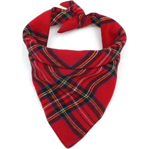 Katu Pet Dog Bandana Large Dog Bibs Scarf Washable Cozy Cotton Plaid Printing Puppy Kerchief Bow Tie Pet Accessories