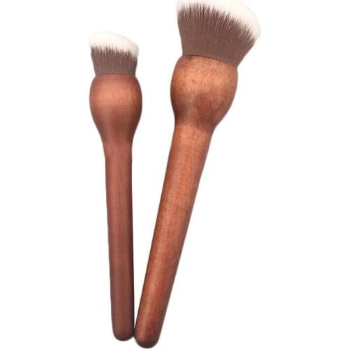 1pcs Rounded Slant Foundation Brush Natural Wood Cosmetic Cream Makeup Brushes Beginner Portable Makeup Brush With Wooden Handle
