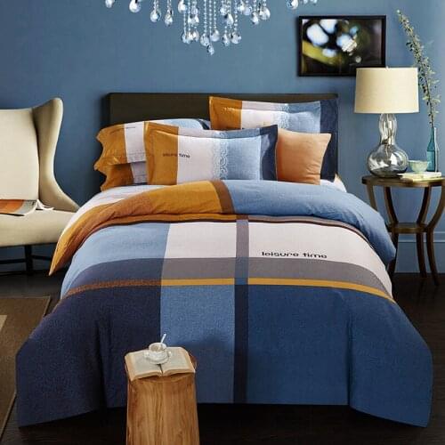 23 Colors Europe Brief Plaid Cotton Thickend 4Pcs Bedding Set King Queen Duvet Cover + Sheet +Pillow Cases DeMissir Dropshipping