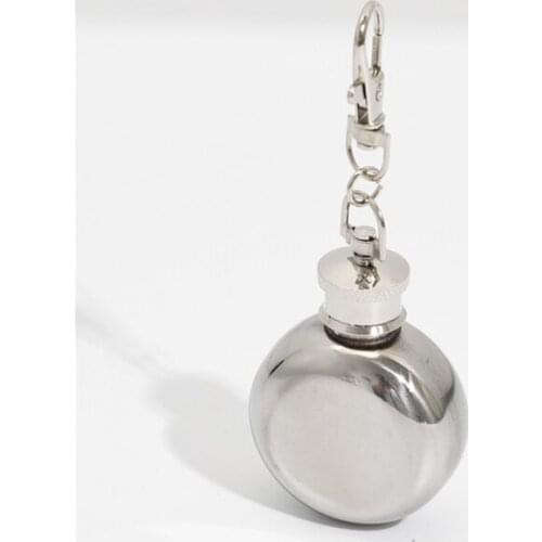 Creative 1oz Mini Round Hip Flask Stainless Steel Alcohol Whiskey Hip Flask Pocket Flagon Chic Drinkware Bottle Hanging ornament