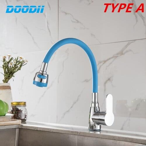 Black White Pink Silica Gel Nose Any direction Kitchen Faucet Cold and Hot Water Mixer Single Handle Taps Torneira Cozinha