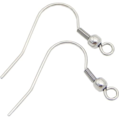 Mibrow 50pcs/lot Silver Color Stainless Steel Earrings Wire Hooks Ear Studs DIY Ear Hooks Wire For Women Jewelry Findings