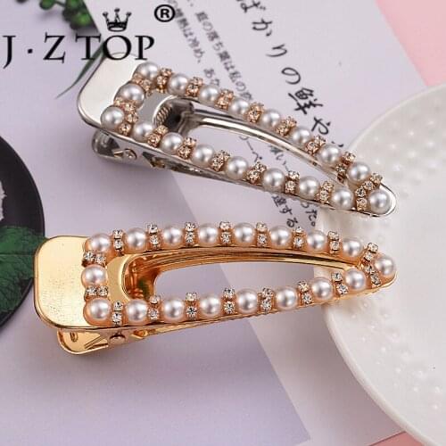 Fashion Imitation Pearl Hairpin Hair Clip For Women Girl Metal Triangle Hairpin Barrettes Elegant Rhinestone Hairpins Hair Acce