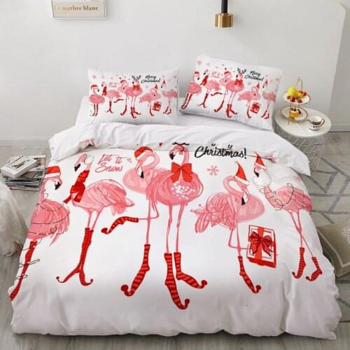 Cartoon Bedding Sets Christmas Tree Children Bedlinen Single Twin Full Queen King Duvet Cover Bedclothes Flamingo Santa Claus