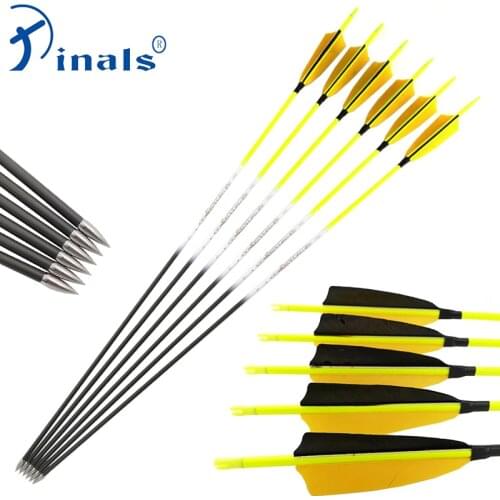 Pinals Archery Spine 500 600 700 800 900 1000 Carbon Arrows Shaft Turkey Feathers Compound Recurve Bow Longbow Hunting Target