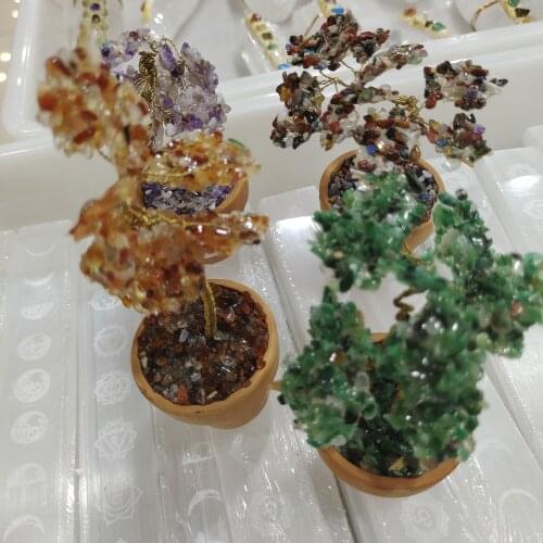 Natural Crystal Tree Amethyst Rose Quartz Aquamarine Lucky Tree Decoration Mineral Stone Home Decor Christmas Gift bonsai