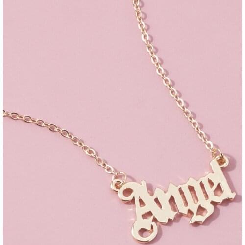 New Fashion Angel Necklace for Women Girls English Letter Pendants Necklaces Mom Lovers Girlfriend Jewelry Alloy Chain Choker