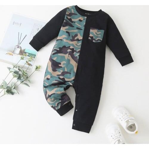 New Baby Boy Romper Baby Boy Clothes Cool Cotton Camouflage Patchwork Long Sleeve Baby Boy Jumpsuit Baby Pajamas Romper 0-18M