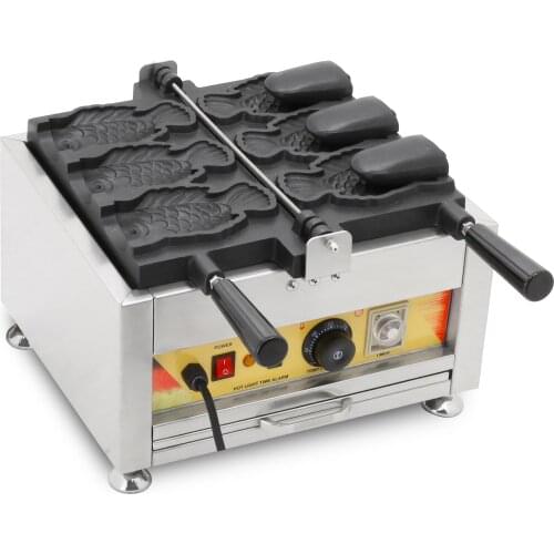 Popular 3 pcs Ice Cream Fish Shape Cake Waffle Cone Machine Nonstick Electric Commercial taiyaki machine