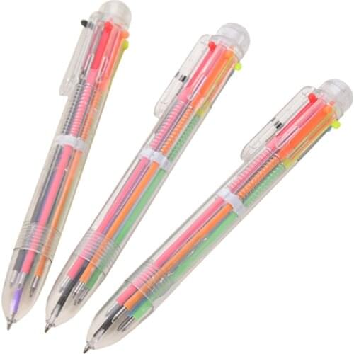 Multicolor Ballpoint Pen, 6 Colors, 0.7mm Replaceable Refill, Retractable Ballpoint Pen Office School Supplies Students Gift