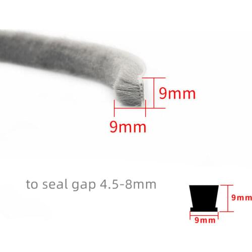 Self-adhesive Felt Draught Excluder Wool Pile Weatherstrip Sound Wind-proof Door Window Brush Seals Strip Gap Blocker 9x9mm Gray