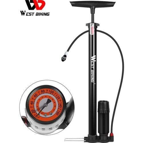 WEST BIKING Floor Pump 160 PSI High Pressure Gauge Cycling Air Pump Inflator Bike Accessories MTB Road Bicycle TyresPump