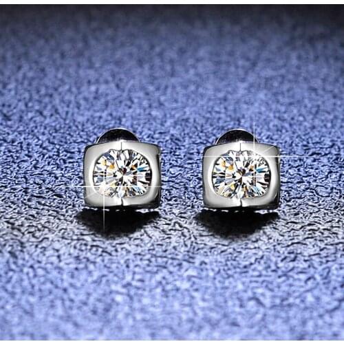 Silver Diamond Test Passed Total 1 Carat Excellent Cut D Color Good Clarity Moissanite Cute Earring Silver 925 Wedding Jewelry