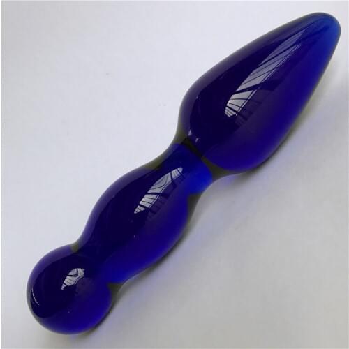 125*32mm 121g Blue Anal Beads Crystal Anal Dildo Pyrex Glass Butt Plug Fake Male Penis Dick Adult Anus Sex Toy for Women Men Gay
