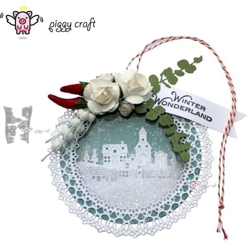 Piggy Craft metal cutting dies cut die mold 2Pcs Snow house tree edge Scrapbook paper craft knife mould blade punch stencils die