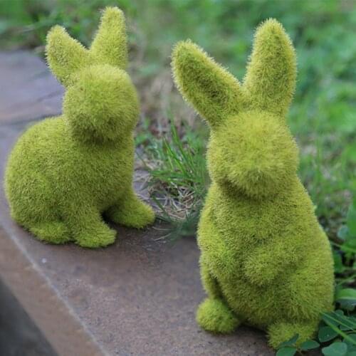Easter Bunny Decoration Easter Resin Flocking Bunny Egg Rabbit Home Garden Outdoor Window Decoration Decoration Gift