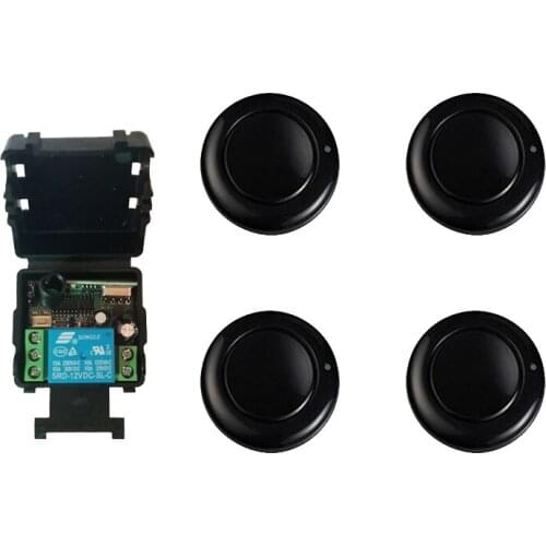 Universal Mini DC 24V 10A Relay 1CH Wireless Remote Control Switch Receiver and RF Roundness Black Transmitter,315 / 433 MHz