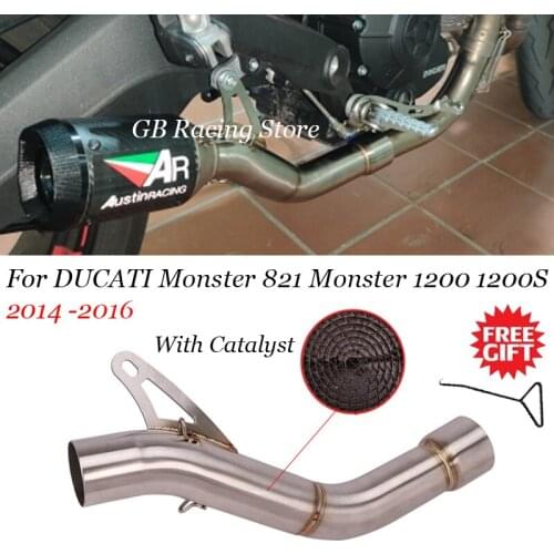 Motorcycle Exhaust Muffler Escape Modiifed Middle Link Pipe Catalyst Slip On For DUCATI Monster 821 Monster 1200 2014 - 2018