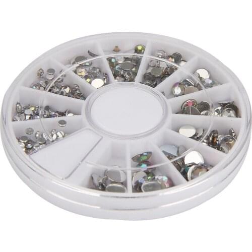 Top Quality Round 3D Acrylic Nail Art Gems Super Bright Crystal Rhinestones DIY Decoration Wheel
