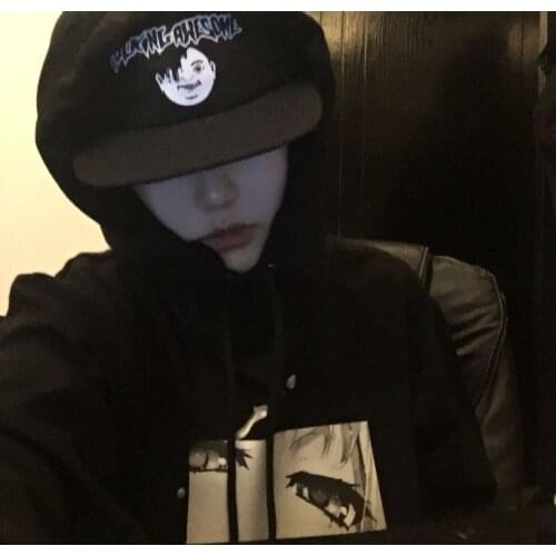 Japanese Harajuku Sweatshirts Gothic Punk Women Hoodies Oversize Hip Hop Streetwear Black Loose Hooded Pullover Sweatshirts