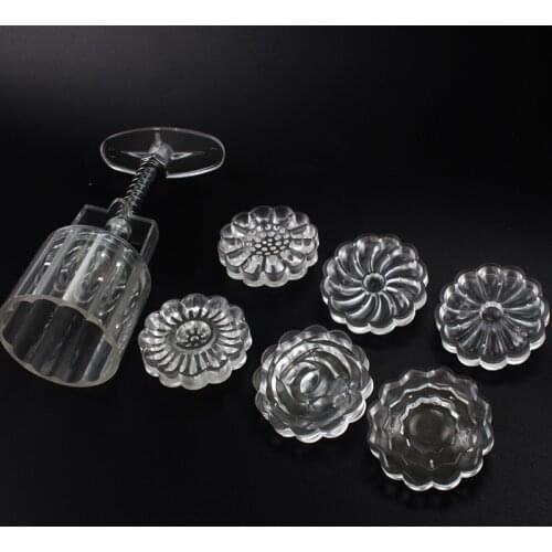 1SET Crystal Rose Mooncake Mold Set Hand Pressure Fondant Moon Cake Pastry Mould Baking Moulds Home Kitchen Accessories XB 125
