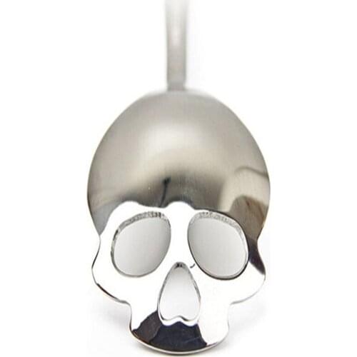 1pc Stainless Steel Coffee Scoop Skull Shape Dessert Spoon Food Grade Ice Cream Candy Tea Spoon For Kitchen Tableware
