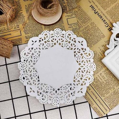 100pcs Cake Wrap Paper Lace Round Cupcake Mat for Wedding Decoration Birthday Party Cake Decorating Supplies Confetti Candy Cone