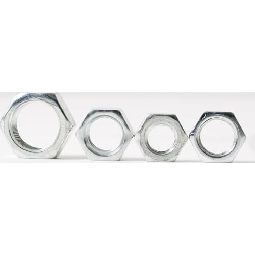 30pcs M10 hex thin nuts outer hexagon fine teeth flat nut white zinc