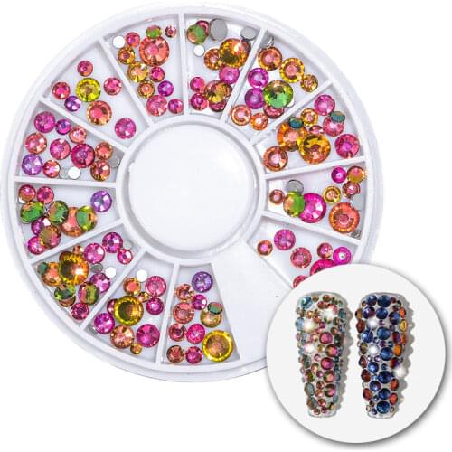 Artlalic 1 Wheel 3D Nail Art Rhinestones Gradient Flame Glitter Diamond Design Nails Decorations Crystal for Manicure