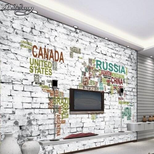 Beibehang custom wallpaper brick 3D stereo color letter map room backdrop decorative painting the living room 3d wallpaper mural